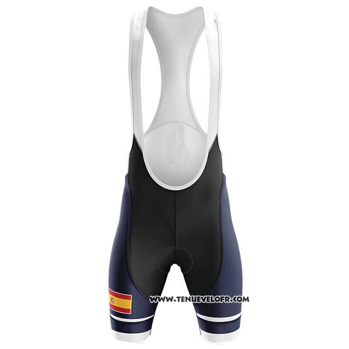 2020 Maillot Ciclismo Champion Espagne Bleu Jaune Manches Courtes et Cuissard